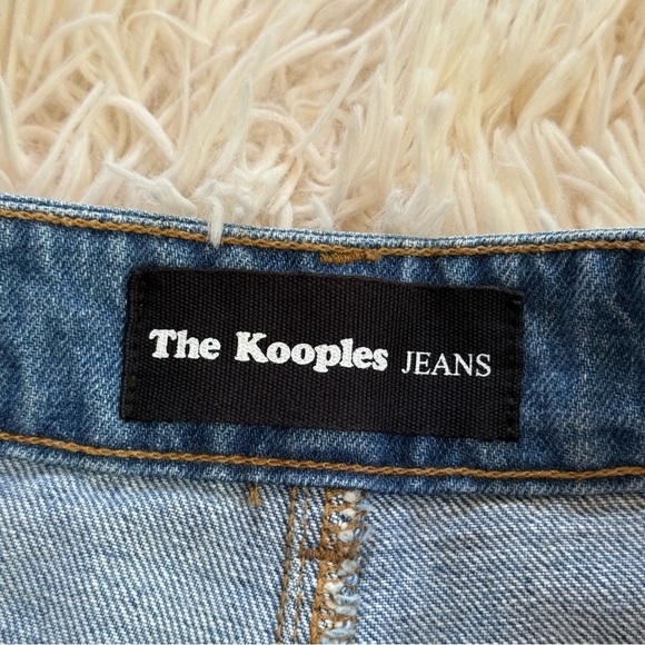 The Kooples Jeans denim distressed knee length skirt back slit SZ 25 blue pencil - Picture 5 of 7